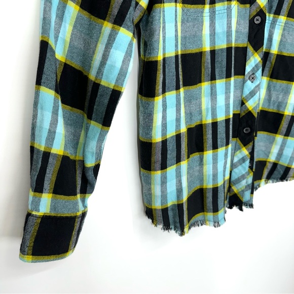 Rails Brando Sky Mixed Plaid Fringe Flannel Soft Button Up Shirt Size Large - Picture 4 of 16